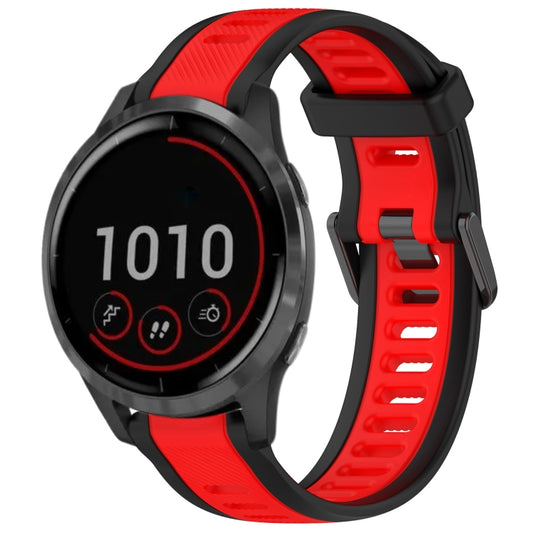 For Garmin Vivoactive 4 22mm Two Color Textured Silicone Watch Band(Red+Black) - Watch Bands by PMC Jewellery | Online Shopping South Africa | PMC Jewellery