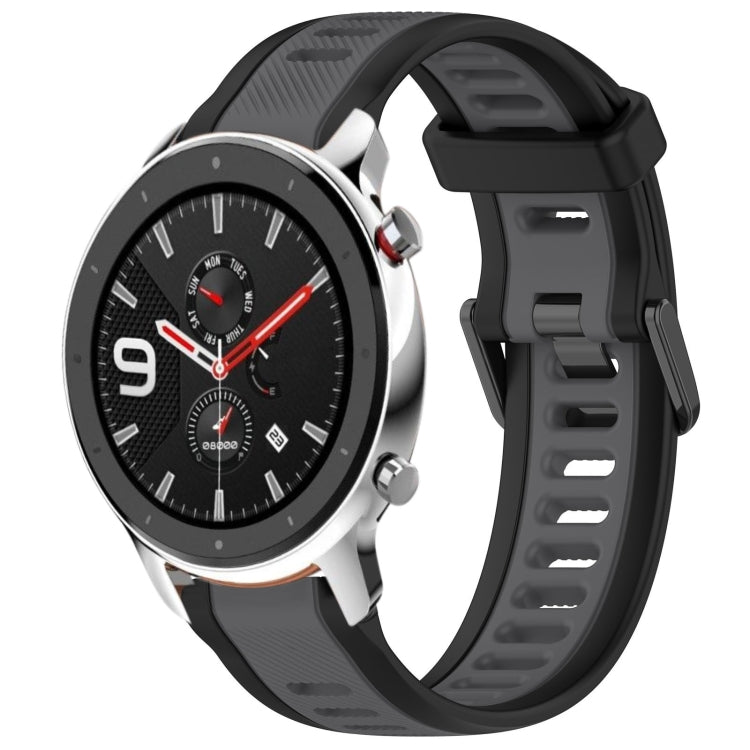 For Amazfit GTR 4 22mm Two-Color Textured Silicone Watch Band(Grey+Black) - Watch Bands by PMC Jewellery | Online Shopping South Africa | PMC Jewellery