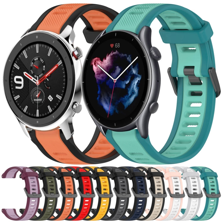 For Amazfit 3 22mm Two-Color Textured Silicone Watch Band(Orange+Black) - Watch Bands by PMC TechLife | Online Shopping South Africa | PMC TechLife