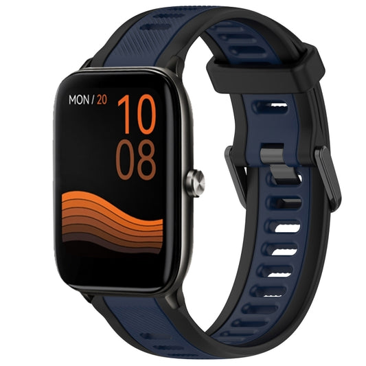 For Xiaomi Haylou GST LS09B 22mm Two Color Textured Silicone Watch Band(Midnight Blue+Black) - Watch Bands by PMC Jewellery | Online Shopping South Africa | PMC Jewellery