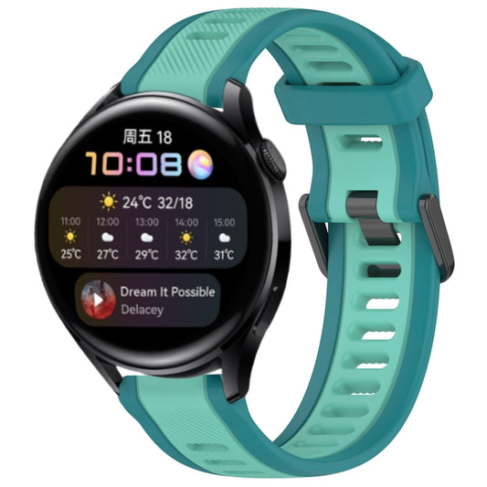 For Huawei Watch 3 22mm Two Color Textured Silicone Watch Band(Teal) - Watch Bands by PMC Jewellery | Online Shopping South Africa | PMC Jewellery