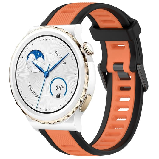 For Huawei Watch GT3 Pro 43mm 20mm Two Color Textured Silicone Watch Band(Orange+Black) - Watch Bands by PMC Jewellery | Online Shopping South Africa | PMC Jewellery