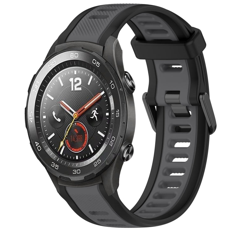 For Huawei Watch 2 20mm Two Color Textured Silicone Watch Band(Grey+Black) - Watch Bands by PMC Jewellery | Online Shopping South Africa | PMC Jewellery