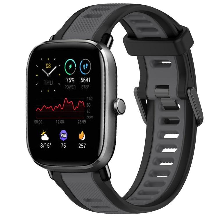 For Amazfit GTS 4 Mini 20mm Two-Color Textured Silicone Watch Band(Grey+Black) - Watch Bands by PMC TechLife | Online Shopping South Africa | PMC TechLife