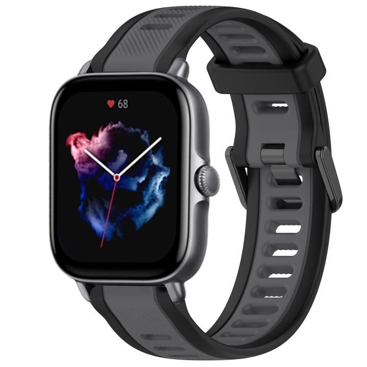 For Amazfit GTS 3 20mm Two-Color Textured Silicone Watch Band(Grey+Black) - Watch Bands by PMC TechLife | Online Shopping South Africa | PMC TechLife