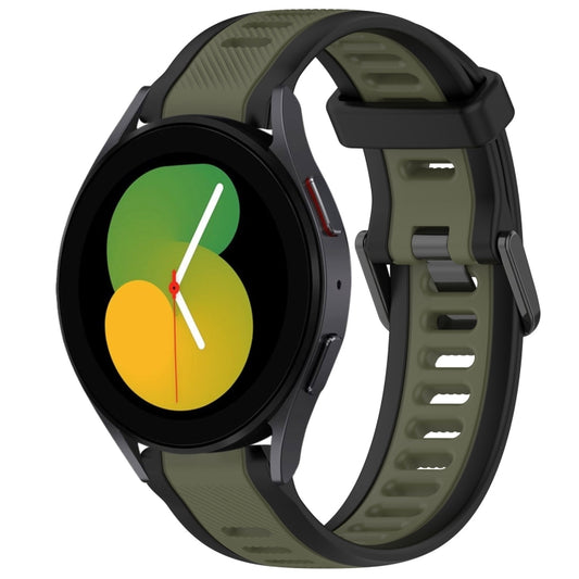 For Samsung Galaxy Watch 5  40mm 20mm Two Color Textured Silicone Watch Band(Green+Black) - Watch Bands by PMC Jewellery | Online Shopping South Africa | PMC Jewellery