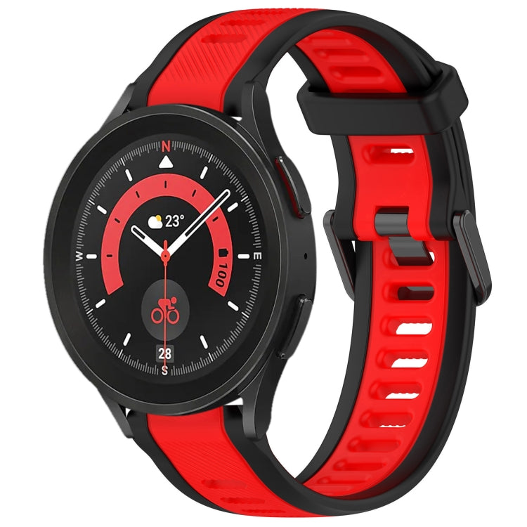 For Samsung Galaxy Watch 5 Pro  45mm 20mm Two Color Textured Silicone Watch Band(Red+Black) - Watch Bands by PMC Jewellery | Online Shopping South Africa | PMC Jewellery