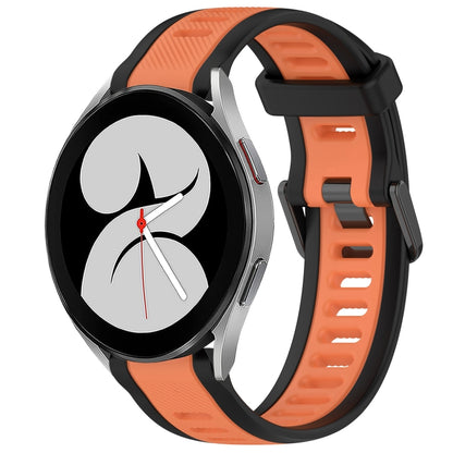 For Samsung Galaxy Watch 4 40mm 20mm Two Color Textured Silicone Watch Band(Orange+Black) - Watch Bands by PMC Jewellery | Online Shopping South Africa | PMC Jewellery