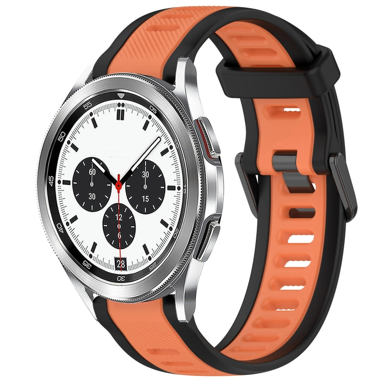 For Samsung  Galaxy Watch 4 Classic 42mm 20mm Two Color Textured Silicone Watch Band(Orange+Black) - Watch Bands by PMC Jewellery | Online Shopping South Africa | PMC Jewellery