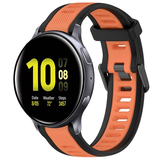 For Samsung Galaxy Watch Active 2 40mm 20mm Two Color Textured Silicone Watch Band(Orange+Black) - Watch Bands by PMC Jewellery | Online Shopping South Africa | PMC Jewellery