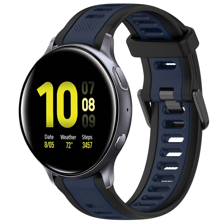 For Samsung Galaxy Watch Active 2 40mm 20mm Two Color Textured Silicone Watch Band(Midnight Blue+Black) - Watch Bands by PMC Jewellery | Online Shopping South Africa | PMC Jewellery