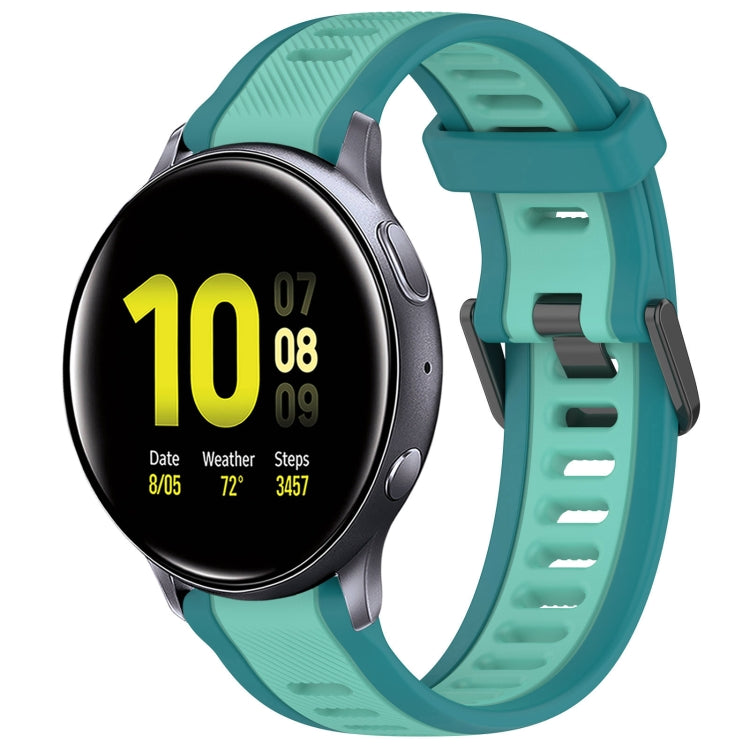 For Samsung Galaxy Watch Active 2 44mm 20mm Two Color Textured Silicone Watch Band(Teal) - Watch Bands by PMC Jewellery | Online Shopping South Africa | PMC Jewellery