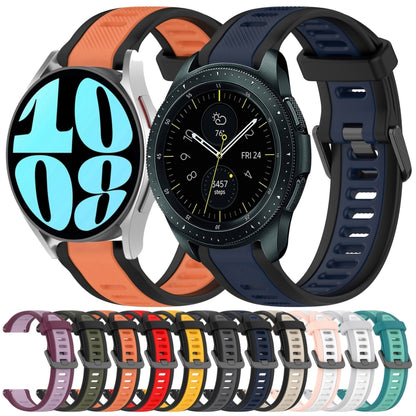 For Samsung Galaxy watch 5 Pro Golf Edition 20mm Two Color Textured Silicone Watch Band(Grey+Black) - Watch Bands by PMC Jewellery | Online Shopping South Africa | PMC Jewellery