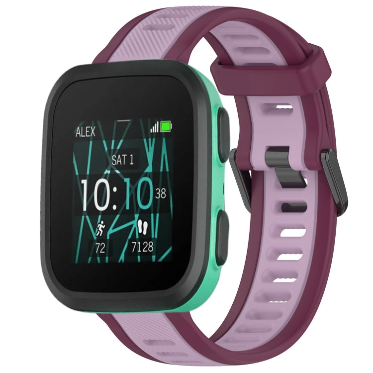 For Garmin Bounce 20mm Two Color Textured Silicone Watch Band(Purple) - Watch Bands by PMC TechLife | Online Shopping South Africa | PMC TechLife