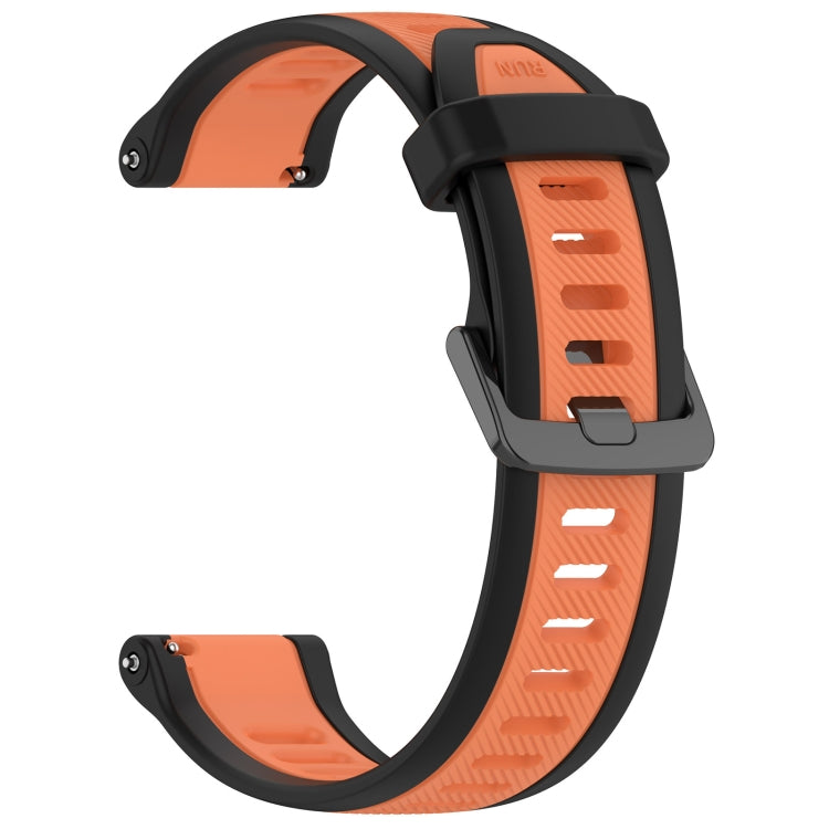 For Garmin Active 5 20mm Two Color Textured Silicone Watch Band(Orange+Black) - Watch Bands by PMC TechLife | Online Shopping South Africa | PMC TechLife