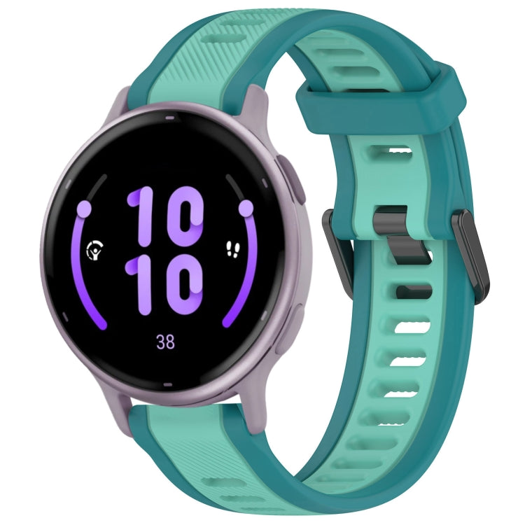 For Garmin Active 5 20mm Two Color Textured Silicone Watch Band(Teal) - Watch Bands by PMC Jewellery | Online Shopping South Africa | PMC Jewellery