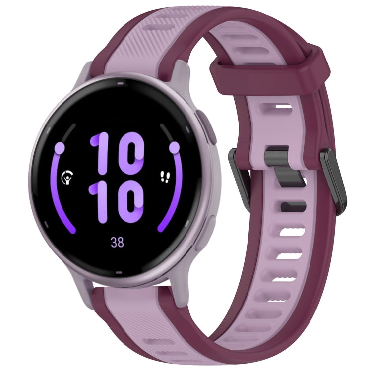 For Garmin Active 5 20mm Two Color Textured Silicone Watch Band(Purple) - Watch Bands by PMC Jewellery | Online Shopping South Africa | PMC Jewellery