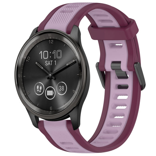 For Garmin VivoMove Trend 20mm Two Color Textured Silicone Watch Band(Purple) - Watch Bands by PMC Jewellery | Online Shopping South Africa | PMC Jewellery