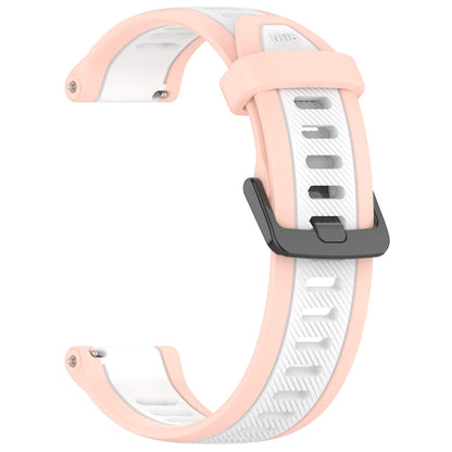 For Garmin Forerunner 55 20mm Two Color Textured Silicone Watch Band(White+Pink) - Watch Bands by PMC Jewellery | Online Shopping South Africa | PMC Jewellery