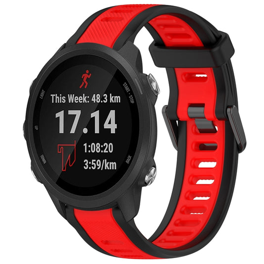 For Garmin Forerunner 245 / 245 Music 20mm Two Color Textured Silicone Watch Band(Red+Black) - Watch Bands by PMC Jewellery | Online Shopping South Africa | PMC Jewellery