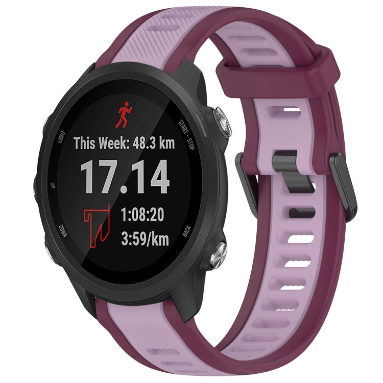 For Garmin Forerunner 245 / 245 Music 20mm Two Color Textured Silicone Watch Band(Purple) - Watch Bands by PMC Jewellery | Online Shopping South Africa | PMC Jewellery