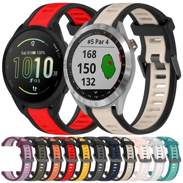 For Garmin Active 5 20mm Two Color Textured Silicone Watch Band(Orange+Black) - Watch Bands by PMC TechLife | Online Shopping South Africa | PMC TechLife