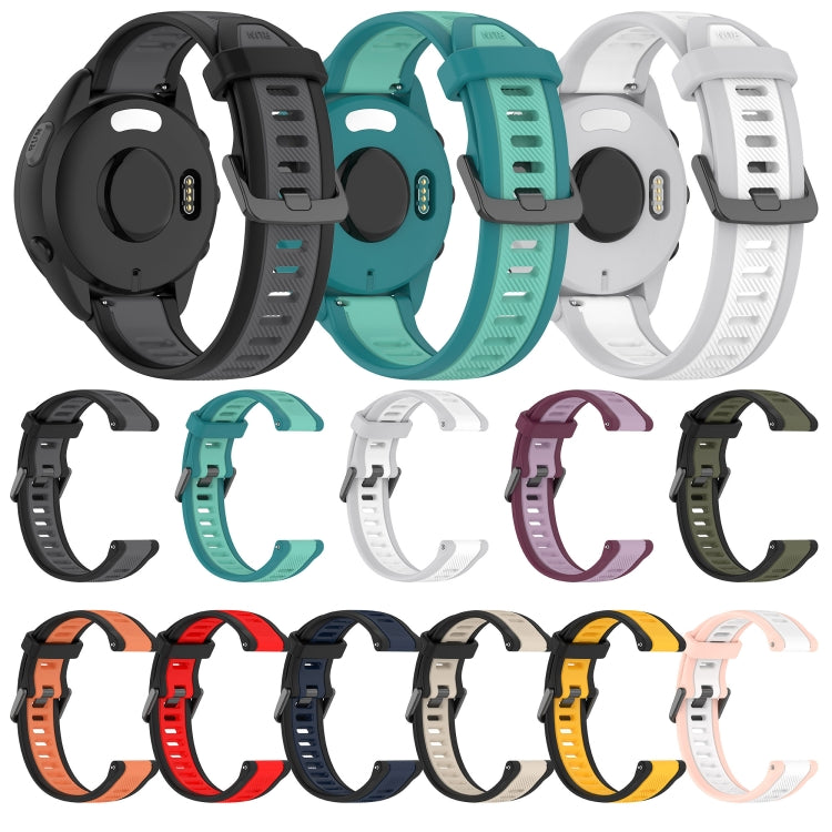 For Garmin Forerunner 245 / 245 Music 20mm Two Color Textured Silicone Watch Band(Orange+Black) - Watch Bands by PMC Jewellery | Online Shopping South Africa | PMC Jewellery
