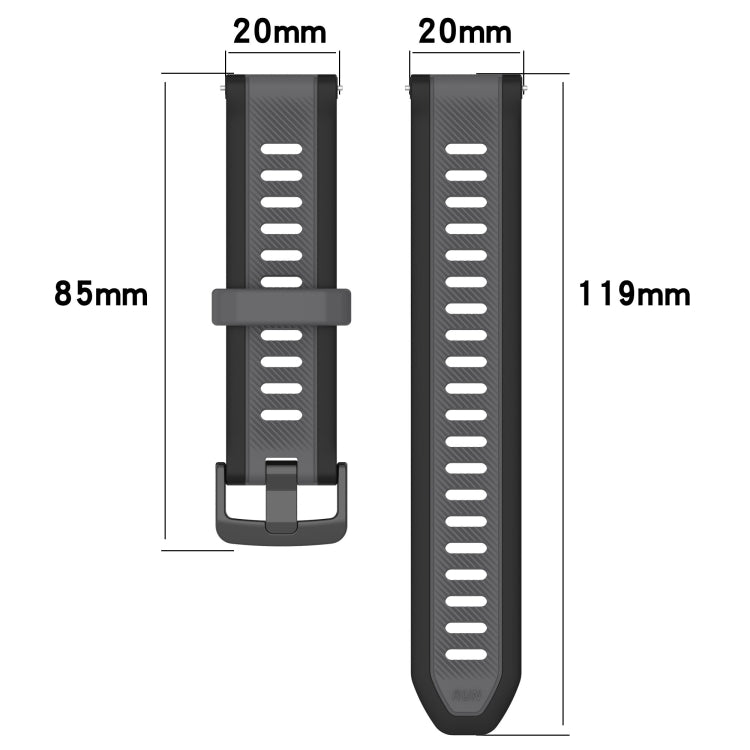 For Garmin Forerunner 158 20mm Two Color Textured Silicone Watch Band(Red+Black) - Watch Bands by PMC TechLife | Online Shopping South Africa | PMC TechLife