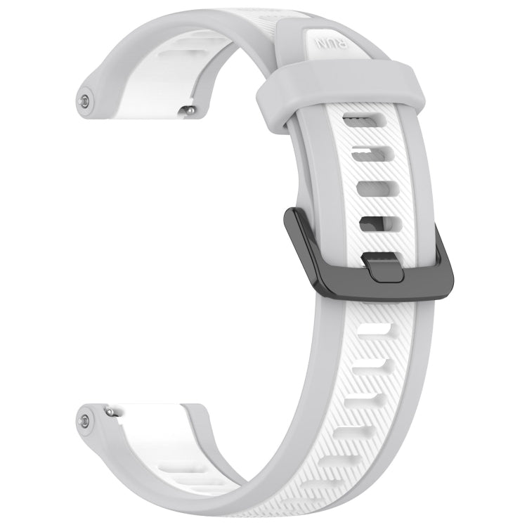 For Garmin Forerunner 265S 18mm Two Color Textured Silicone Watch Band(White+Grey) - Watch Bands by PMC TechLife | Online Shopping South Africa | PMC TechLife