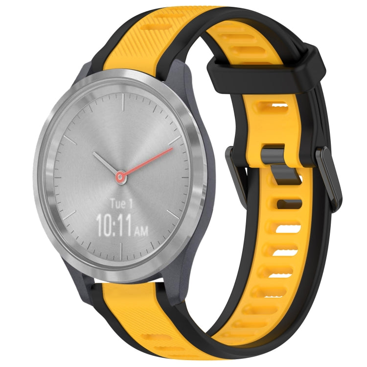 For Garmin Vivomove 3S 18mm Two Color Textured Silicone Watch Band(Yellow+Black) - Watch Bands by PMC Jewellery | Online Shopping South Africa | PMC Jewellery