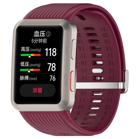 For Huawei Watch D Blood Pressure Watch Silicone Watch Band(Wine Red) - Watch Bands by PMC Jewellery | Online Shopping South Africa | PMC Jewellery | Buy Now Pay Later Mobicred