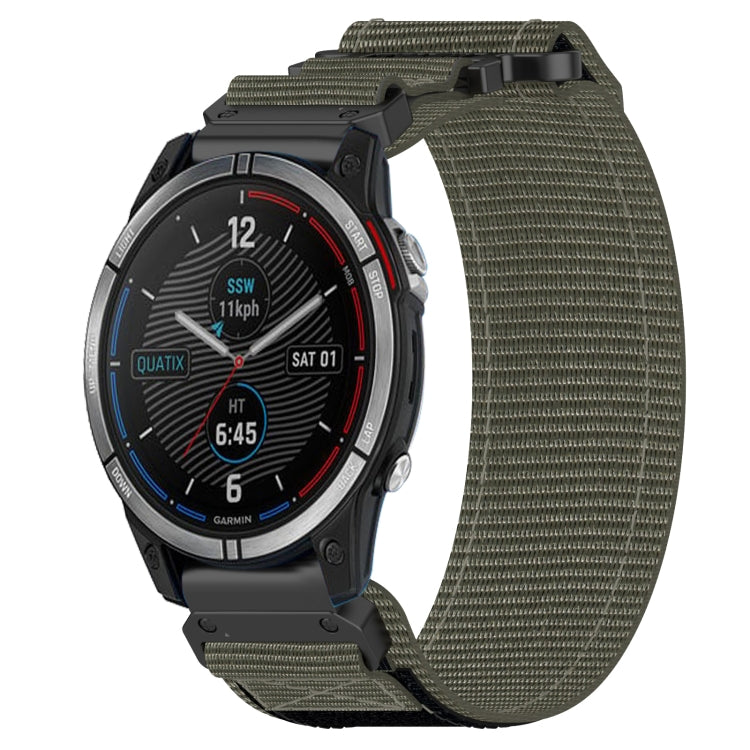 For Garmin Quatix 7 22mm Nylon Hook And Loop Fastener Watch Band(Grey) - Watch Bands by PMC TechLife | Online Shopping South Africa | PMC TechLife