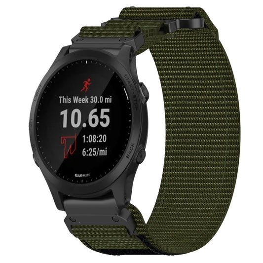 For Garmin Forerunner 945 22mm Nylon Hook And Loop Fastener Watch Band(Army Green) - Watch Bands by PMC Jewellery | Online Shopping South Africa | PMC Jewellery