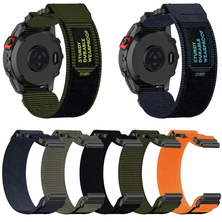 For Garmin  Instinct 2 Solar 22mm Nylon Hook And Loop Fastener Watch Band(Army Green) - Watch Bands by PMC Jewellery | Online Shopping South Africa | PMC Jewellery