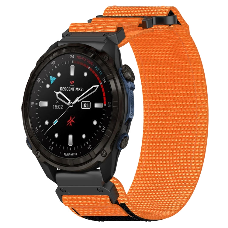 For Garmin Descent Mk3i  51mm 26mm Nylon Hook And Loop Fastener Watch Band(Orange) - Watch Bands by PMC Jewellery | Online Shopping South Africa | PMC Jewellery