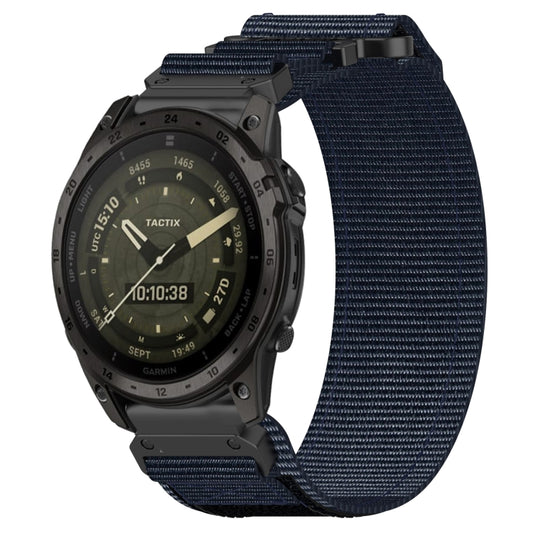For Garmin Tactix 7 AMOLED 26mm Nylon Hook And Loop Fastener Watch Band(Blue) - Watch Bands by PMC Jewellery | Online Shopping South Africa | PMC Jewellery