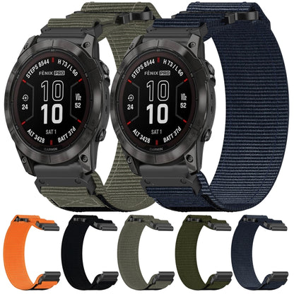 For Garmin Fenix 5X Sapphire 26mm Nylon Hook And Loop Fastener Watch Band(Army Green) - Watch Bands by PMC Jewellery | Online Shopping South Africa | PMC Jewellery