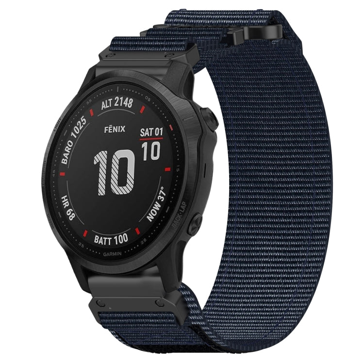 For Garmin Fenix 6S Pro 20mm Nylon Hook And Loop Fastener Watch Band(Blue) - Watch Bands by PMC Jewellery | Online Shopping South Africa | PMC Jewellery