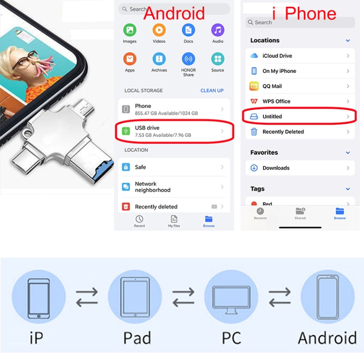 4 in 1 USB-C / Type-C  USB 2.0 + Micro USB + 8 Pin Adapter TF Card Reader, Memory Card:No Memory(Sliver) - U Disk & Card Reader by PMC TechLife | Online Shopping South Africa | PMC TechLife | Buy Now Pay Later Mobicred