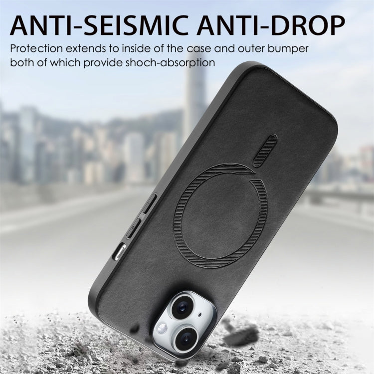 For iPhone 16 Plus Solid Color Retro Magsafe PU Back Cover Phone Case(Black) - free shipping - PMC Jewellery - Order now!