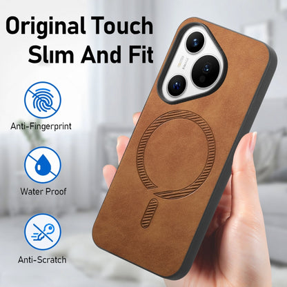 For Huawei  Pura 70 Solid Color Retro Magsafe PU Back Cover Phone Case(Brown) - Huawei Cases by PMC Jewellery | Online Shopping South Africa | PMC Jewellery | Buy Now Pay Later Mobicred