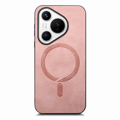 For Huawei Pura 70 Pro Solid Color Retro Magsafe PU Back Cover Phone Case(Pink) - Huawei Cases by PMC Jewellery | Online Shopping South Africa | PMC Jewellery | Buy Now Pay Later Mobicred