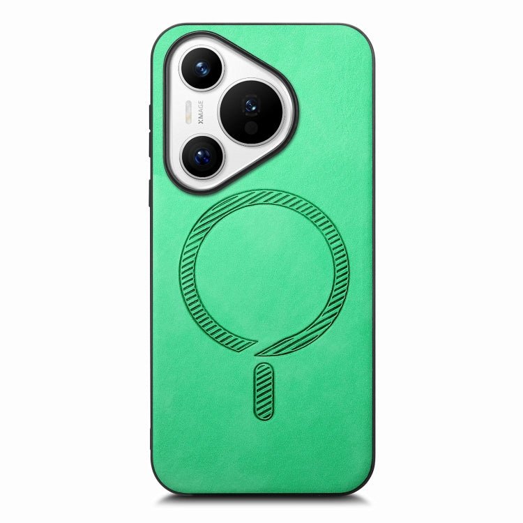 For Huawei Pura 70 Pro Solid Color Retro Magsafe PU Back Cover Phone Case(Green) - Huawei Cases by PMC Jewellery | Online Shopping South Africa | PMC Jewellery | Buy Now Pay Later Mobicred