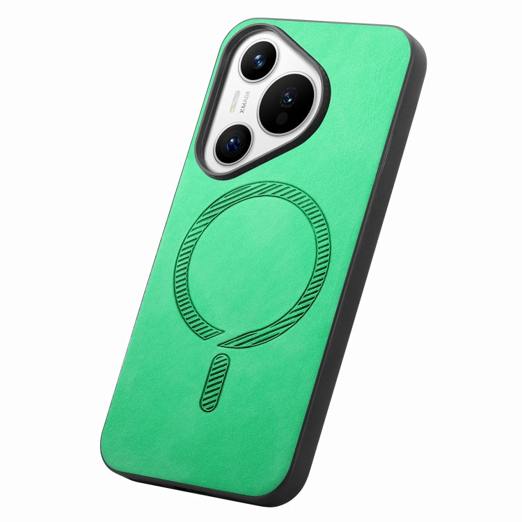 For Huawei Pura 70 Ultra Solid Color Retro Magsafe PU Back Cover Phone Case(Green) - Huawei Cases by PMC Jewellery | Online Shopping South Africa | PMC Jewellery | Buy Now Pay Later Mobicred