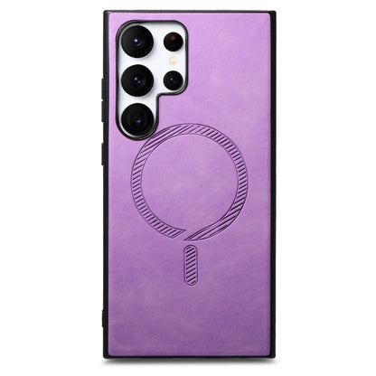 For Samsung Galaxy S25 5G Solid Color Retro Magsafe PU Back Cover Phone Case(Purple) - Galaxy S25 5G Cases by PMC Jewellery | Online Shopping South Africa | PMC Jewellery | Buy Now Pay Later Mobicred