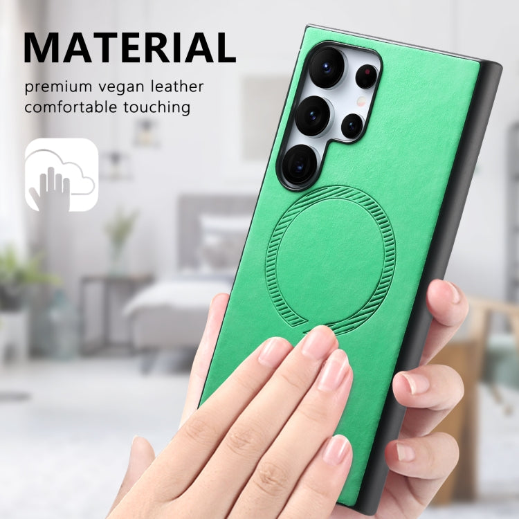 For Samsung Galaxy S25+ 5G Solid Color Retro Magsafe PU Back Cover Phone Case(Green) - Galaxy S25+ 5G Cases by PMC Jewellery | Online Shopping South Africa | PMC Jewellery | Buy Now Pay Later Mobicred