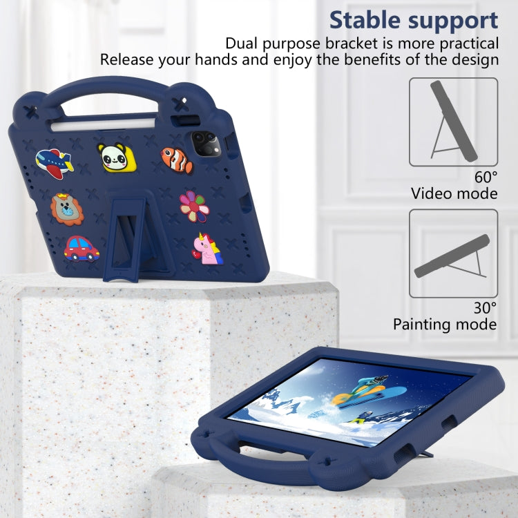 For  iPad Pro 11 2024 Handle Kickstand Children EVA Shockproof Tablet Case(Navy Blue) - free shipping - PMC TechLife - Order now!