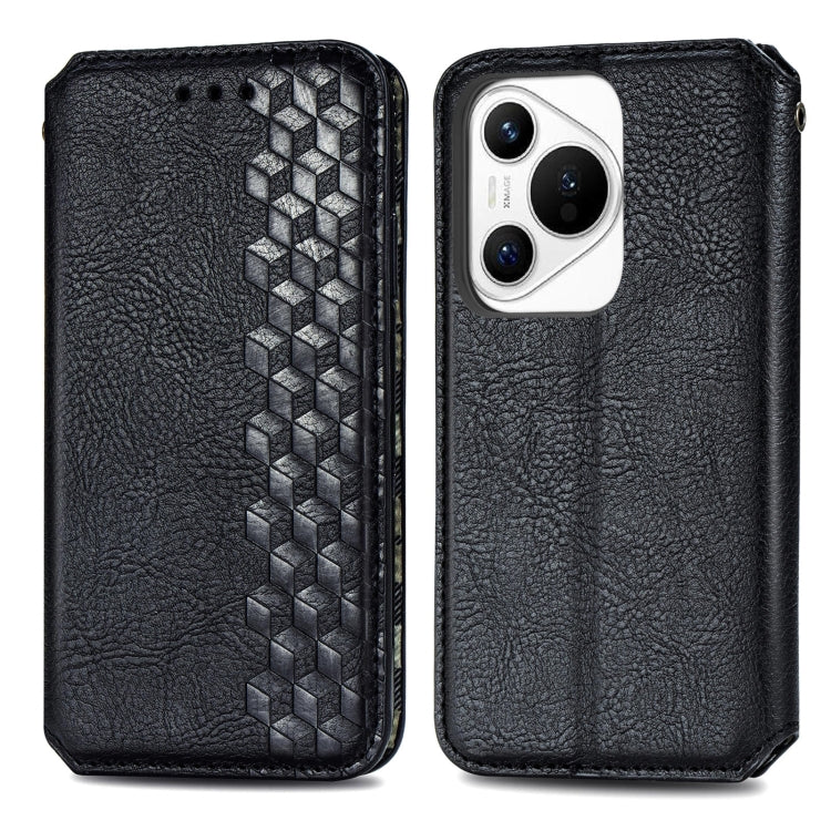 For Huawei Pura 70 Pro+ Cubic Grid Pressed Magnetic Leather Phone Case(Black) - Huawei Cases by PMC Jewellery | Online Shopping South Africa | PMC Jewellery | Buy Now Pay Later Mobicred