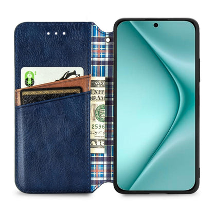 For Huawei Pura 70 Ultra Cubic Grid Pressed Magnetic Leather Phone Case(Blue) - Huawei Cases by PMC Jewellery | Online Shopping South Africa | PMC Jewellery | Buy Now Pay Later Mobicred