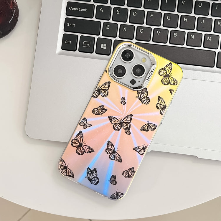 For iPhone 16 Electroplating Laser Butterfly Phone Case(Purple Butterflies AB3) - iPhone 16 Cases by PMC TechLife | Online Shopping South Africa | PMC TechLife | Buy Now Pay Later Mobicred